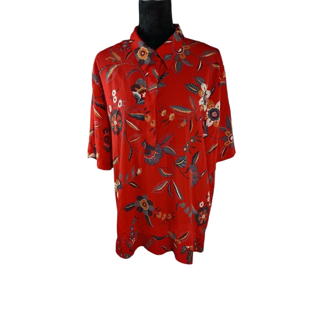 ALFRED DUNNER Women's Floral Blouse Top Red 2X Polyester Casual Office
